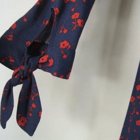 NEW Reformation Zelda Anaheim Poppy Midi Long Sleeve Slit Dress size 8 #1539 - Picture 10 of 13